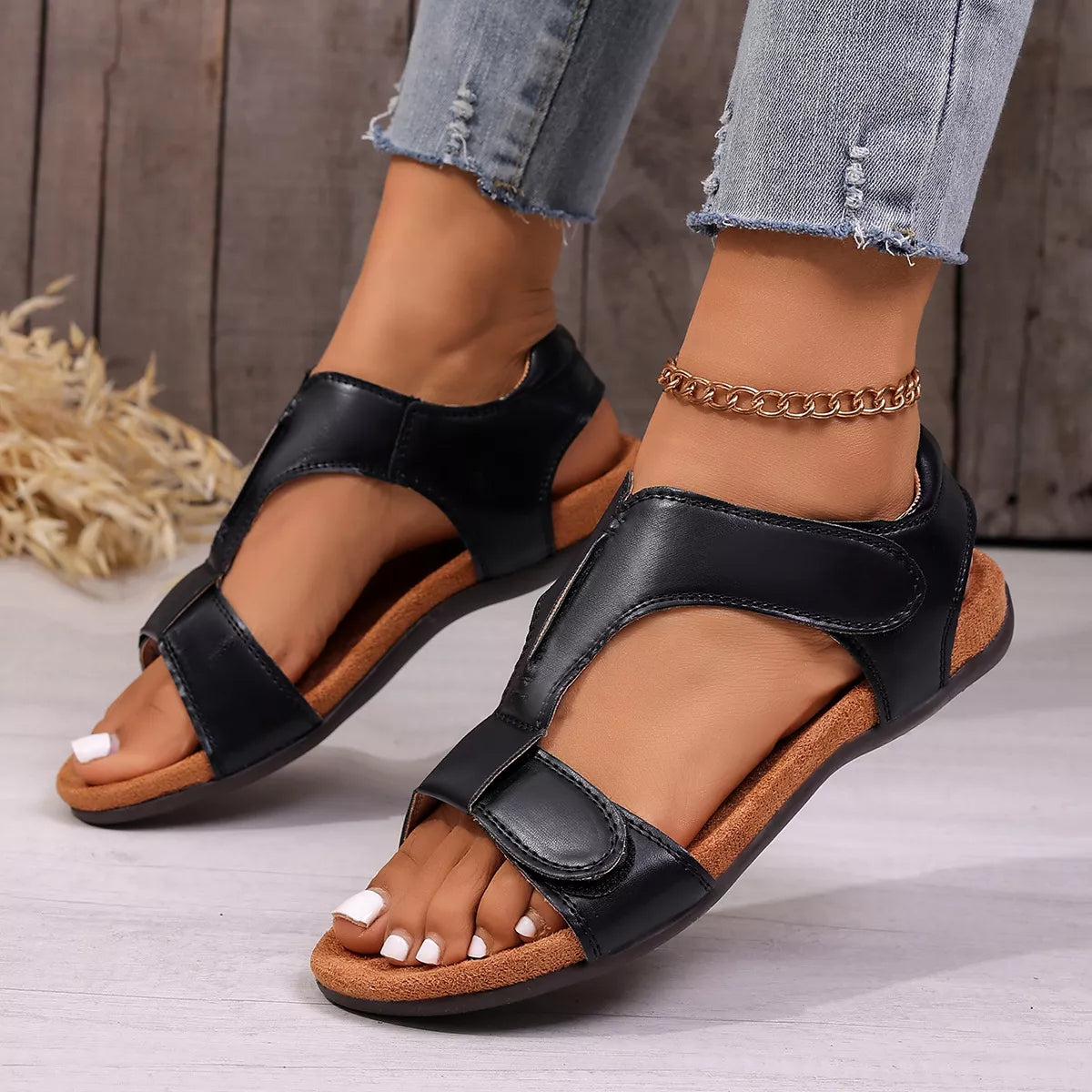Shopimist open toe flats sandals with minimalist design, featuring a sleek strap and comfortable footbed, ideal for casual wear