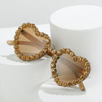 Peach heart-shaped rhinestone sunglasses from Plush Fashion Hub featuring Y2K INS style eye wear.