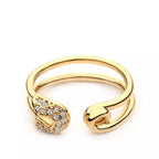 Silver zircon double band open ring by Shopimist featuring sparkling cubic zirconia stones and a sleek open design.