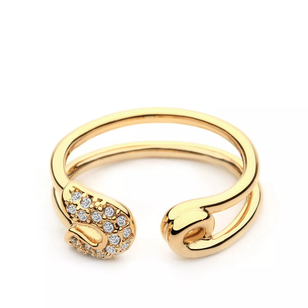 Silver zircon double band open ring by Shopimist featuring sparkling cubic zirconia stones and a sleek open design.