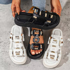 Open toe platform sandals by Shopimist featuring a stylish design with chunky heels and neutral color for summer wear.
