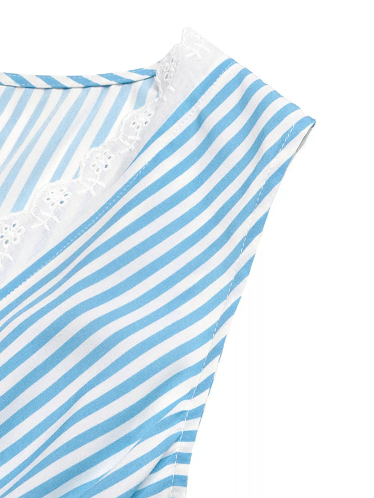 Striped sleeveless tiered midi dress by Plush Fashion Hub featuring a flowy, stylish design with vertical stripes and layered tiers.