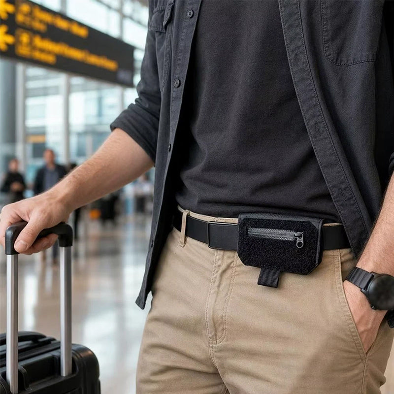 Eprolo tactical EDC belt loop wallet with discreet design, suitable for carrying passport, valuables, and daily essentials.
