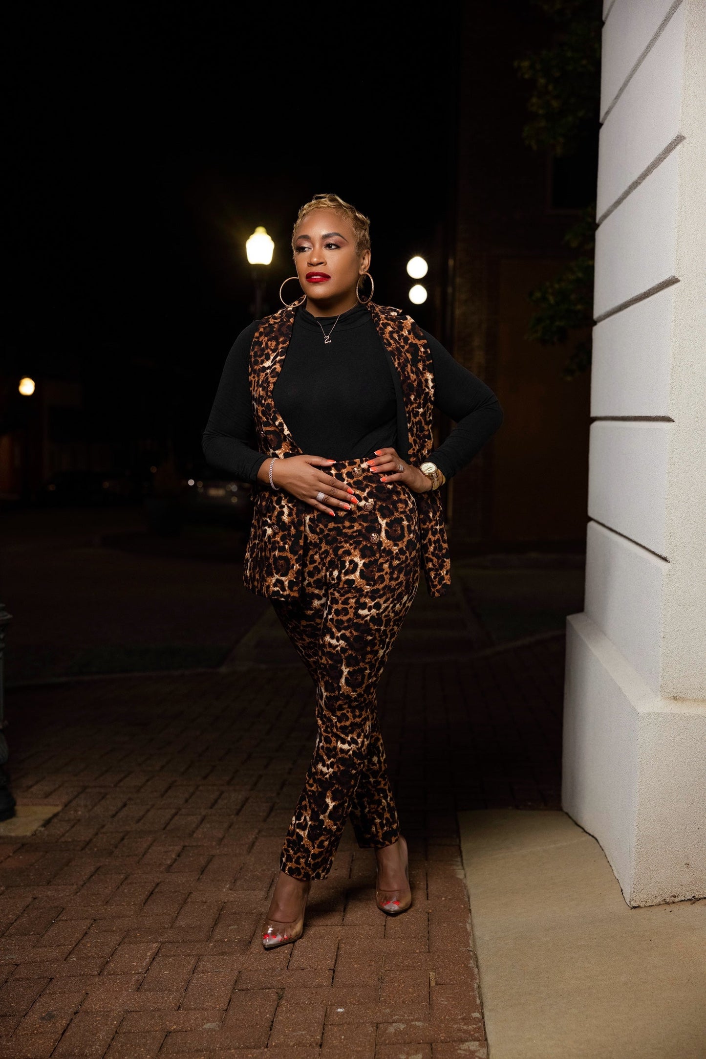 Animal Print Trousers with Gold Buttons The Bella Noire Store