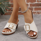 Shopimist open toe block heels sandals featuring a stylish design with thick heel and elegant straps for summer wear.