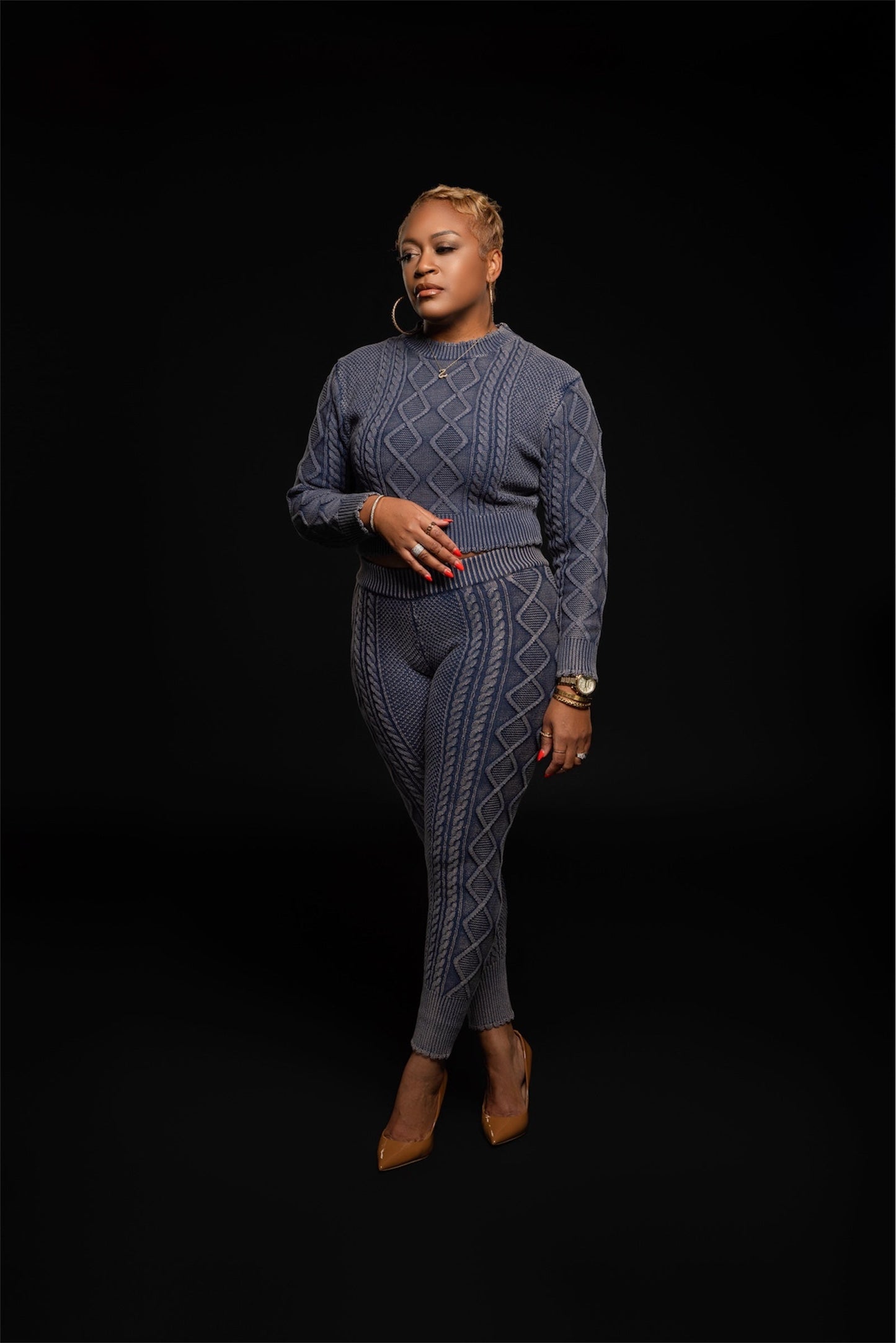 Mineral Wash Chunky Cable Knit Set - 2 Color Options The Bella Noire Store