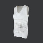 Women’s solid white thin pullover vest by FitiqueFit, casualwear, showing a lightweight, sleeveless design on a neutral background.