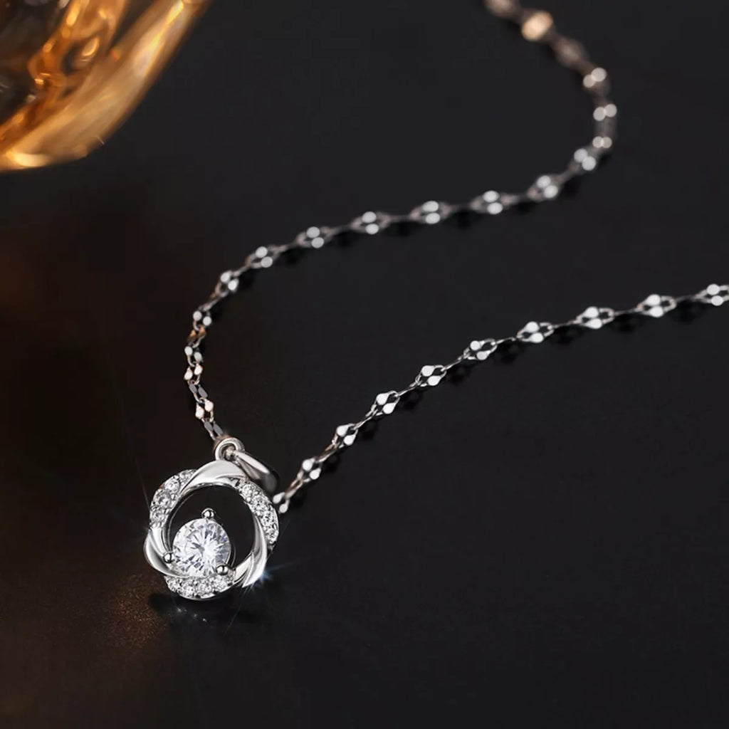 925 sterling silver zircon pendant necklace with a sparkling gemstone, elegant jewelry piece by Shopimist.