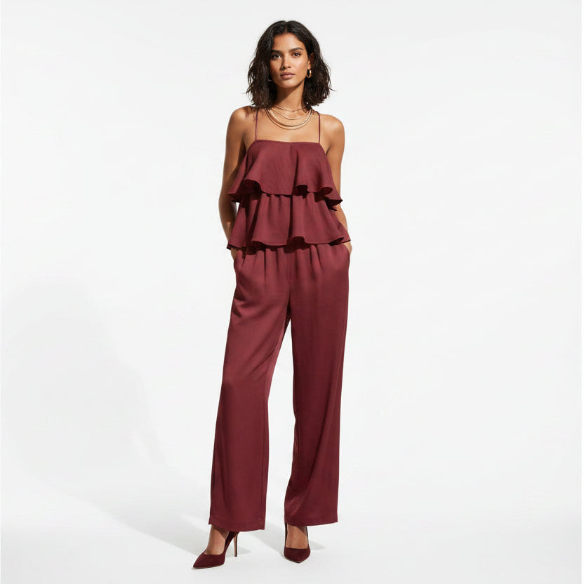 Women's sleeveless camisole top and casual pants set by FitiqueFit, stylish and comfortable casualwear for everyday wear.