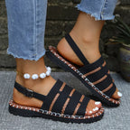 Open toe buckle sandals from Shopimist featuring stylish straps and a comfortable sole, perfect for casual summer wear.