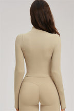 Fitglutes Activewear sports bra, zip jacket, and shorts 3-piece set for workout and gym training.