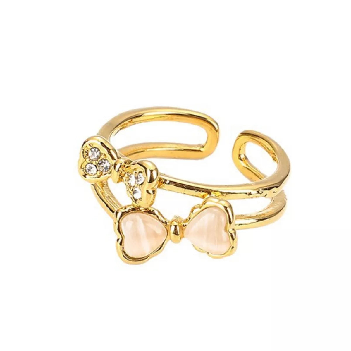 18K gold-plated bow open ring from Shopimist featuring a delicate, elegant design with a smooth band and decorative bow detail.