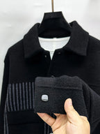 Men's plus size button-up long sleeve jacket by Shopimist, shown in a natural pose with front view and button details.