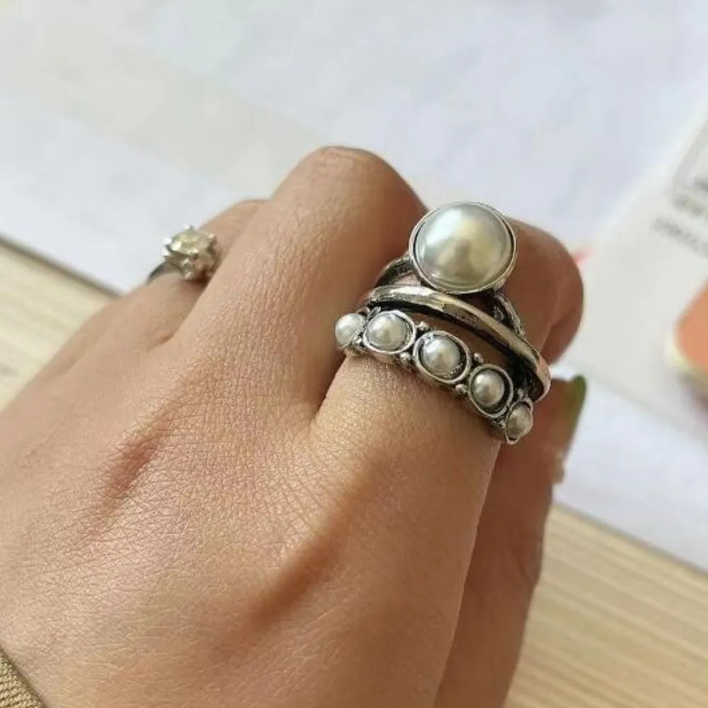 Three-layered alloy open ring from Plush Fashion Hub featuring a stylish, modern design on a white background.