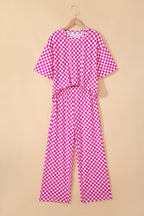 Threaded Pear Elisa Print Half Sleeve Lounge Set in soft fabric, featuring a relaxed fit and stylish floral pattern.