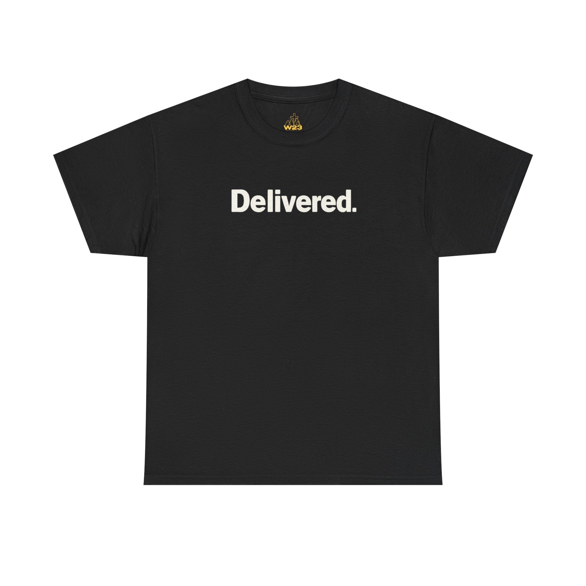 Christian T-shirt by Wear Your Worship featuring faith-based graphic design and back label detail.