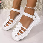 Shopimist round toe platform sandals with chunky heel and strappy design, perfect for casual or summer outfits.