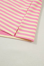 Plus size Lilliana Stripe Boxy loungewear set by Threaded Pear, featuring a striped top and matching relaxed bottoms.