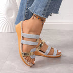Women's open toe wedge sandals by Trendsi featuring a mid-heel design and casual style, perfect for comfortable summer footwear.
