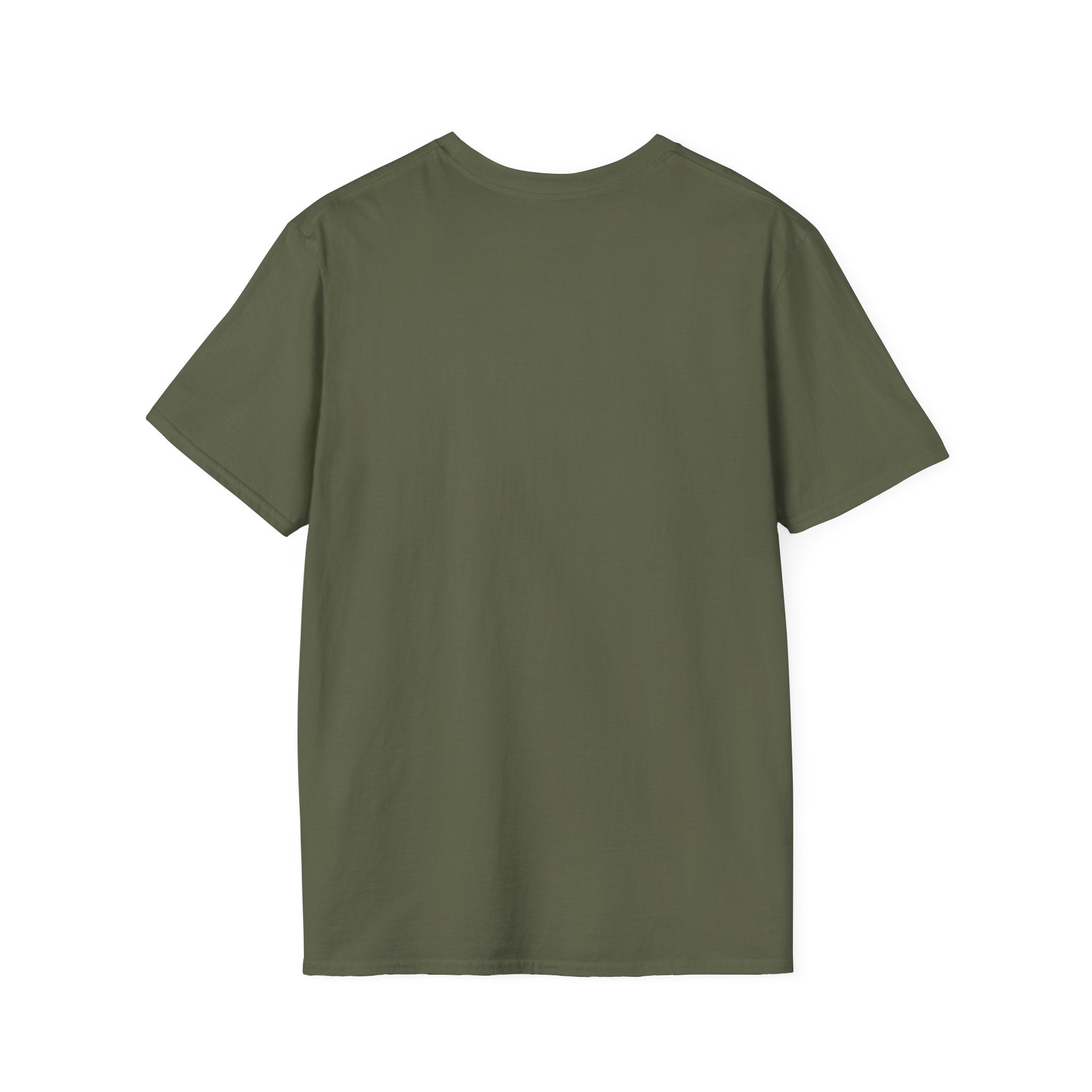 Unisex Softstyle T-Shirt by Printify, plain white fabric, front view, casual fit, soft cotton material, ideal for everyday wear.