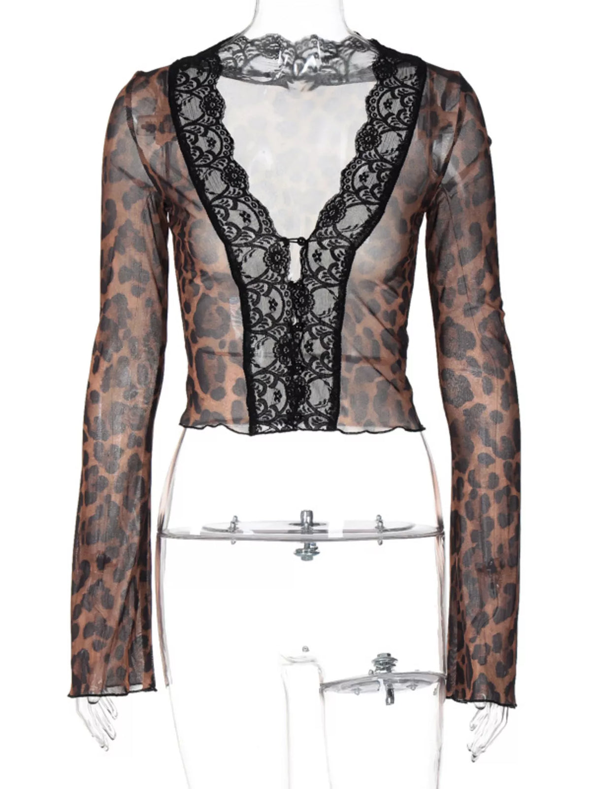 Lace detail long sleeve top by Plush Fashion Hub, featuring intricate lace accents and a fitted design for stylish casual wear.