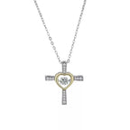 Sterling silver heart cross necklace with delicate chain, showcasing a stylish jewelry piece by Shopimist.