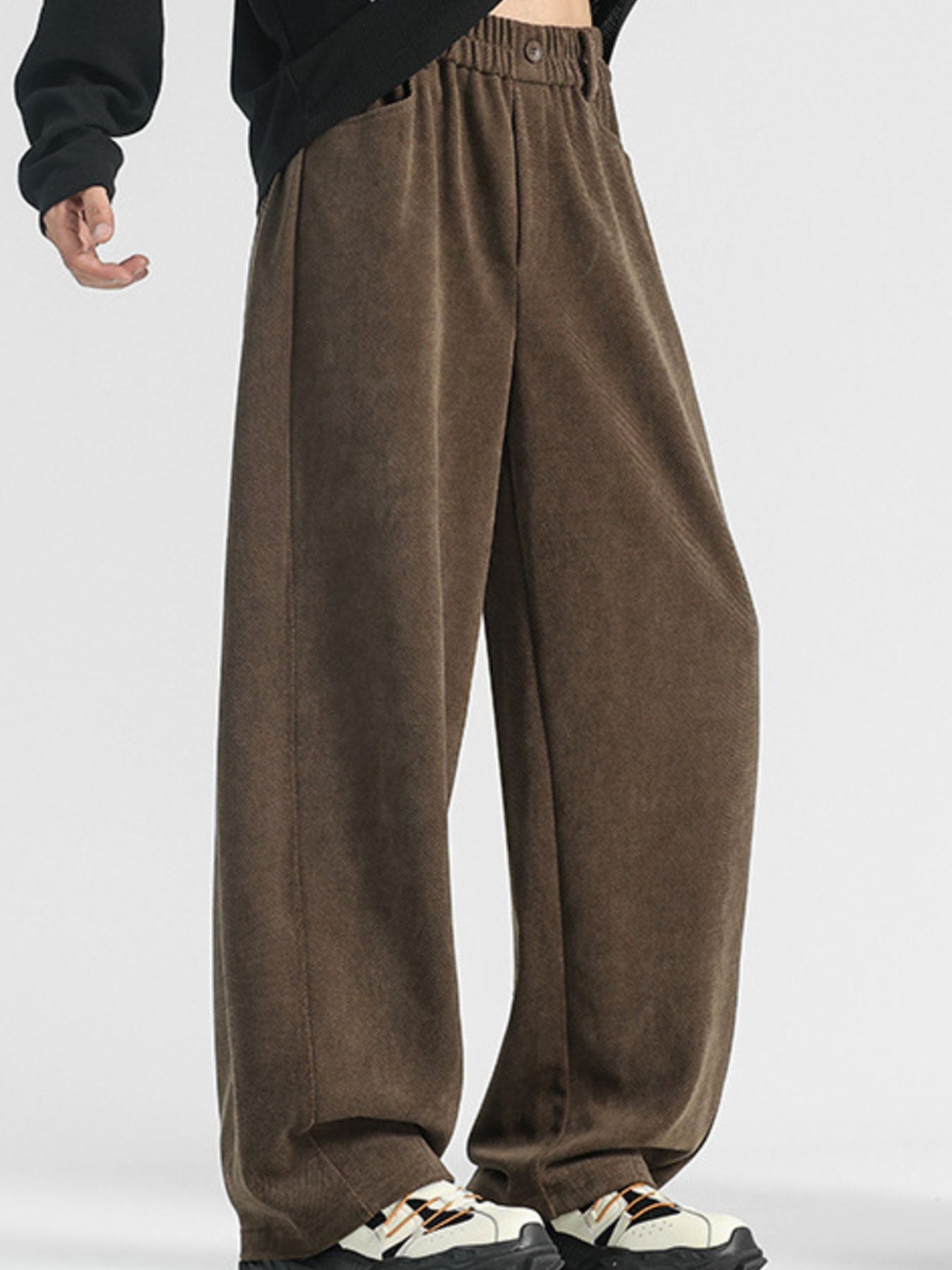 Men's loose fit pocket pants by Trendsi, casual plus size trousers in comfortable, relaxed fit with side pockets and versatile style.