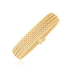 14k yellow gold high polish thick braided bracelet with a 14.5mm width, featuring a durable, stylish design.