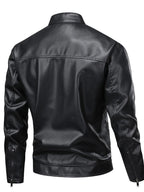 Men's full-size leather zip-up jacket by Shopimist, featuring a classic style, front zipper, and durable leather construction.