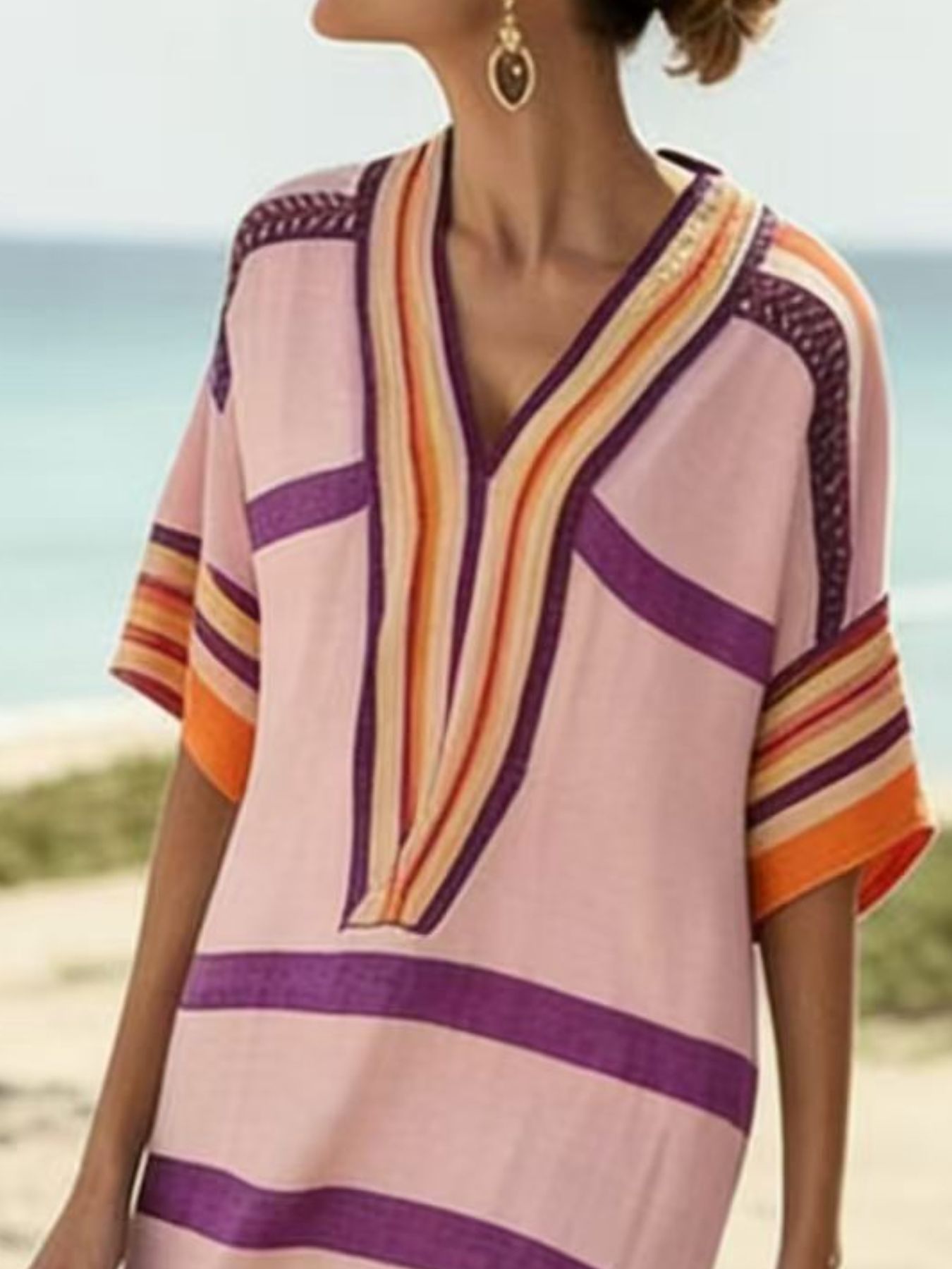 Plus size women's striped half-sleeve midi dress by Plush Fashion Hub, casual chic everyday wear, featuring a comfortable fit and stylish design.