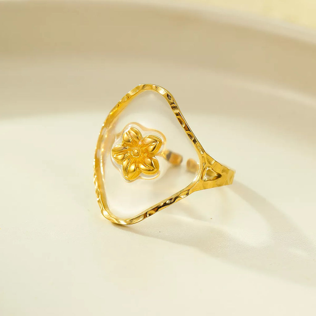 18K gold-plated adjustable open ring with sleek design, featuring a polished finish and open band for a stylish, customizable fit.