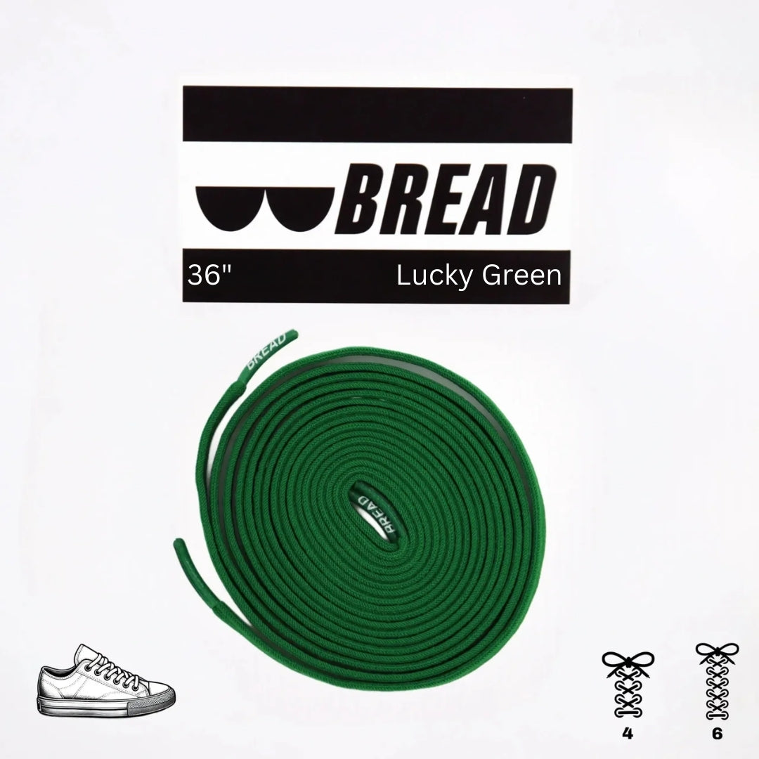 Green elastic shoelace from Plush Fashion Hub's Lucky Green collection, shown with the flexible, stretchable design for easy lacing.