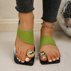 Shopimist toe ring flat sandals featuring minimalist design and open toe style, perfect for casual summer wear.