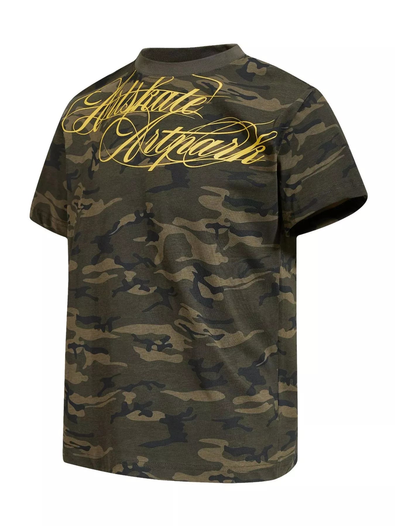 Men's camouflage print short sleeve T-shirt by Plush Fashion Hub, featuring a rugged camouflage design and casual fit.