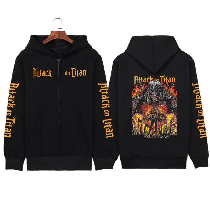 Unisex printed zipper sweater hoodie coat from Plush Fashion Hub, streetwear style with bold design and comfortable fit.