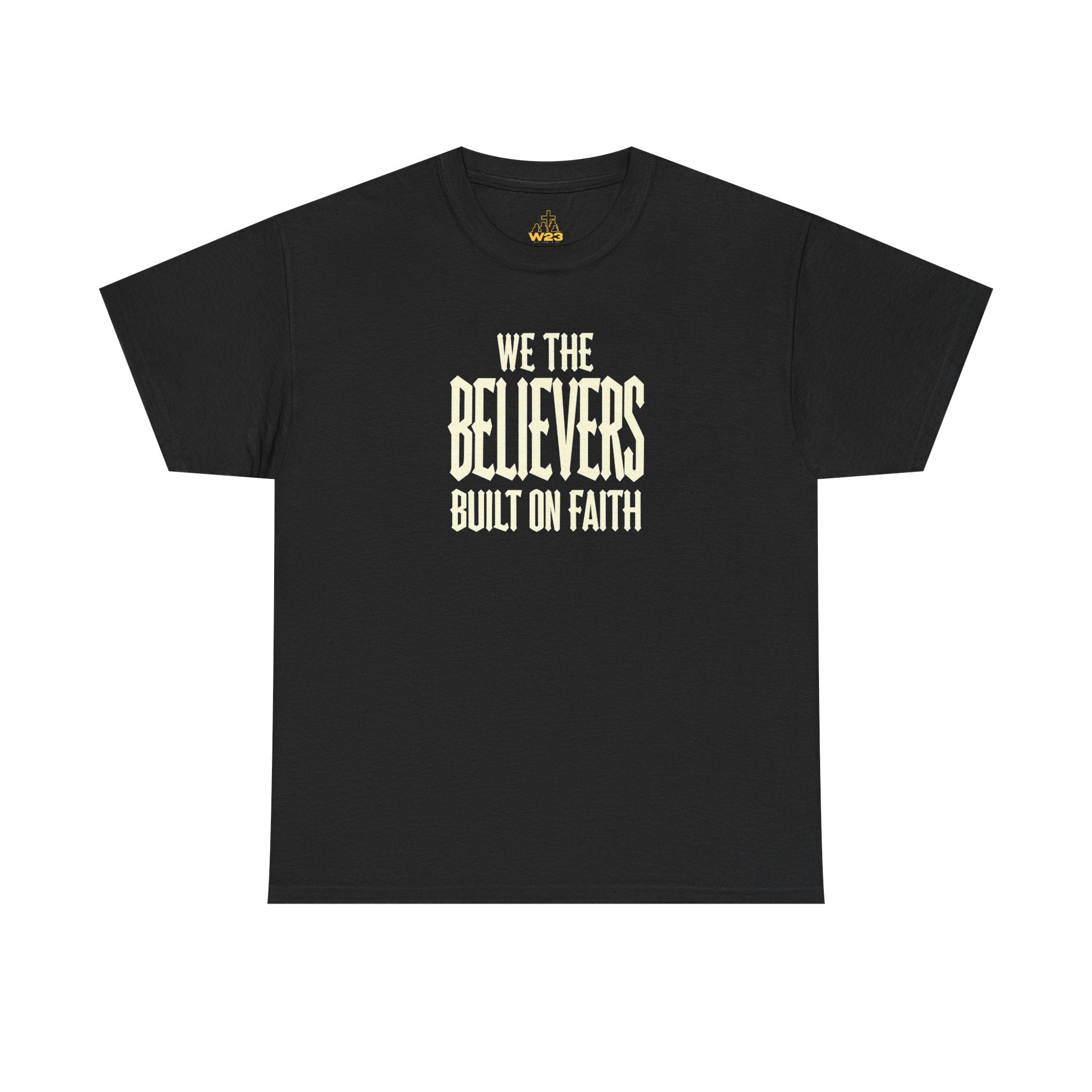 Black We The Believers T-Shirt by Wear Your Worship featuring Christian graphic design and streetwear style.