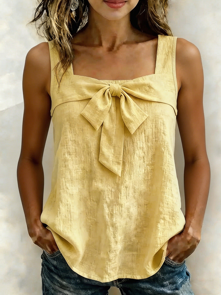 Women's square-neck sleeveless tank top with wide straps from Plush Fashion Hub, shown in a casual front view.