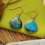 18K gold-plated earrings featuring natural stones, elegant jewelry accessory with a stylish and polished appearance