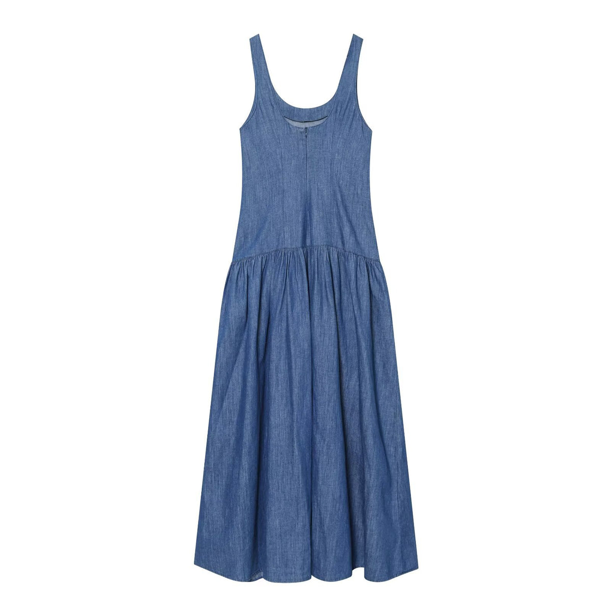 Eprolo stacked decorative MIDI camisole dress featuring layered fabric and a stylish, elegant design, shown on a model.