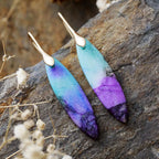 Copper natural stone geometric shape earrings with modern design, featuring earthy tones and sleek craftsmanship.