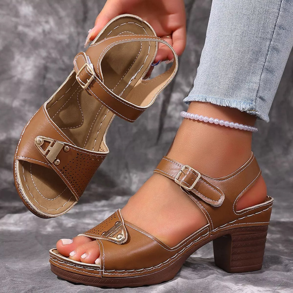 Shopimist open toe block heel sandals featuring stylish design and comfortable chunky heels, perfect for casual or dressy occasions.