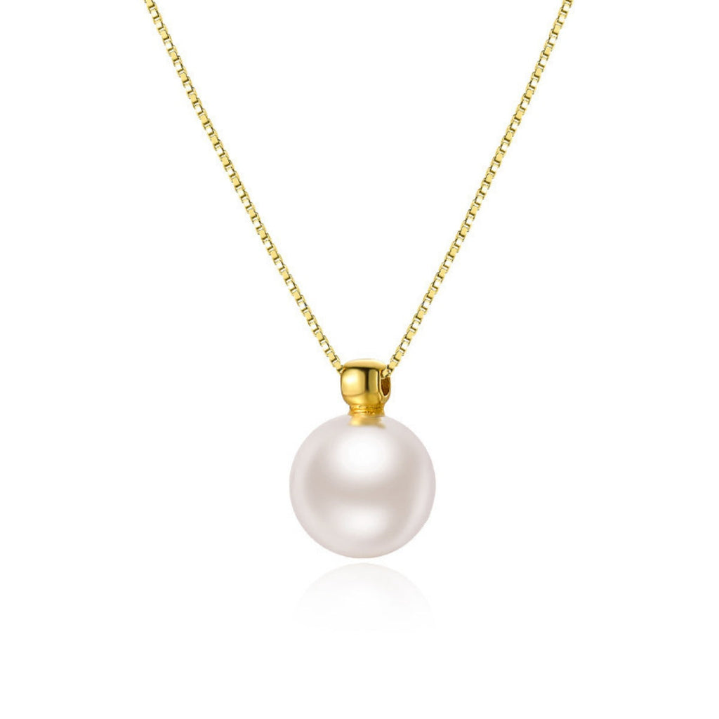 Sterling silver pearl pendant necklace featuring a lustrous pearl on a delicate chain, showcasing elegant jewelry design.