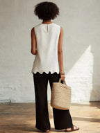 Full Size Scalloped Hem Sleeveless Tank Top Plus Size