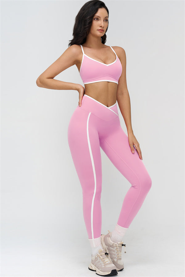 Fitglutes Activewear sports bra and leggings 2-piece set featuring contrasting colors, designed for workouts and active fitness.