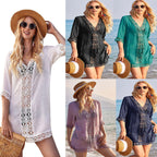 FitiqueFit resort beach tunic dress with patchwork cover-up, lightweight and stylish for beach or poolside wear.