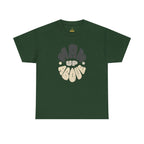 Men's black T-shirt with "Man Up Above" and Colossians 3:2 inspired faith streetwear design by Wear Your Worship.