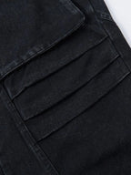 Men's wide leg denim jeans by Plush Fashion Shop, showing relaxed fit and classic blue denim fabric.
