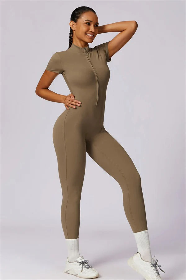 Fitglutes Activewear Mia Belle jumpsuit, a stylish athletic romper with a fitted design, suitable for gym, workout, and sports activities.