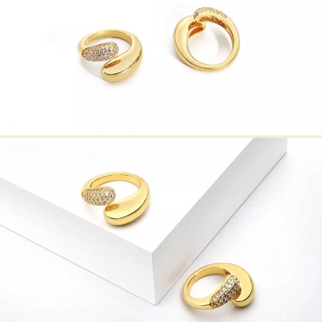 18K gold-plated open ring with sleek band, stylish jewelry from Shopimist designed for modern elegance and everyday wear.