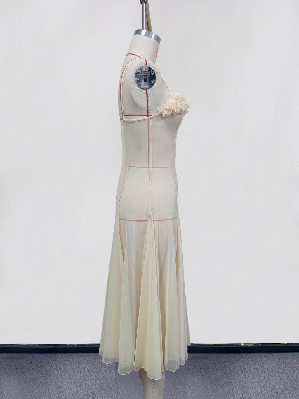 Floral embellished spaghetti strap dress by Shopimist featuring delicate floral details and a stylish silhouette.